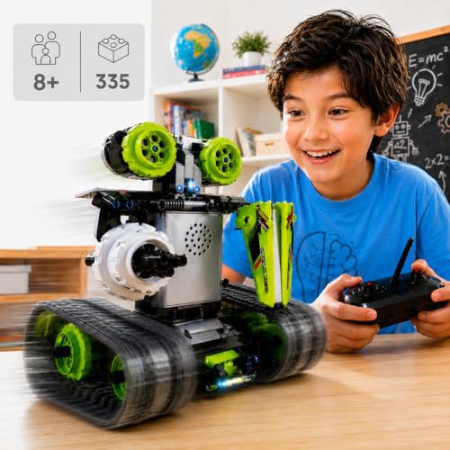 Remote Control Cars Robot Building Kit Educational Toys for Age 8-13 Fun STEM Toys for Kids 3-in-1 RC Car Kit to Build Cool Building Blocks Set Birthday Gift for 8 9 10+ Year Old Boys - color: Green
