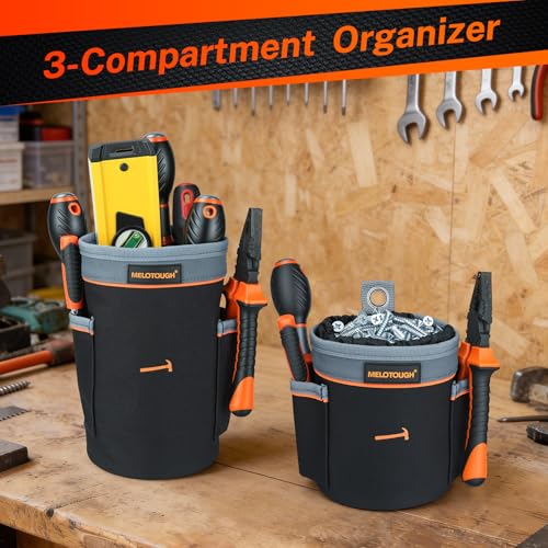 MELOTOUGH Tool Pouch Multi-Pack | Screw, Nail & Bolt Bag Set in 2 Sizes | Clip-On for Tool Belt & Vest | 1, 2 & Combo Pack, 600D Nylon - size: Mixed 2 Pack