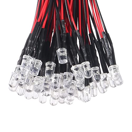 DORHEA 140Pcs 5mm LED Lights Emitting Diodes Pre Wired DC 12V 7 Color LED Ultra Bright Light Emitting Diodes Clear Lens Assorted Color Kit White Red Yellow Green Blue Orange Purple Small LED Lamps - color: Multi-colored, size: 5mm