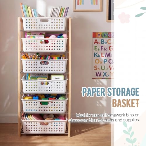 Geetery 12 Pack Classroom Storage Baskets with Handle,White - color: White