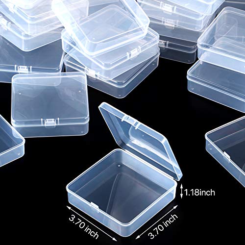 SATINIOR 24 Pcs Small Clear Plastic Container Box, 3.7 x 3.7 x 1.2 in - size: 3.7 x 3.7 x 1.2 in