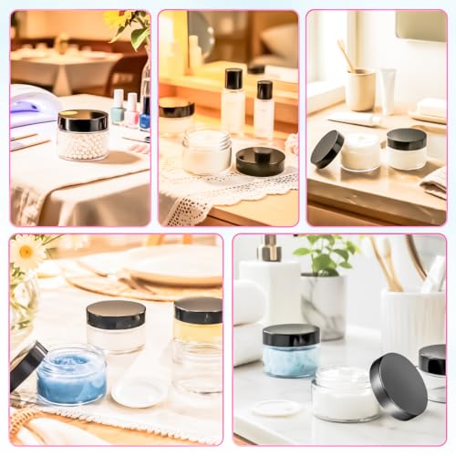 15 Pack 1oz Plastic Jars Round Clear Containers with Lids, 30ml Small Cosmetic Jars Makeup Containers, 1ounce Slime Jar Travel Cosmetic Container for Cream Salves Sample Lip Balm Lotion,Black - color: Black, size: 1oz-15pack