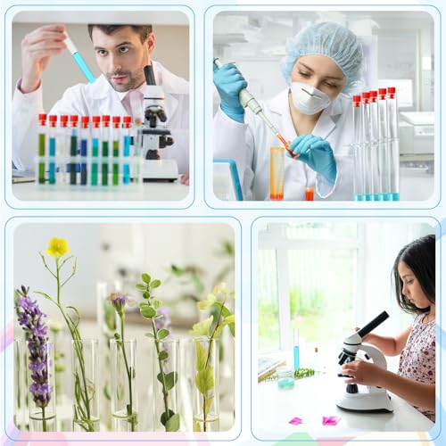 24 Pake 8 ml Clear Test Tubes with Caps 12x100mm Plastic Vials Test Tubes for Scientific Experiments Halloween Christmas Scientific Themed Birthday Party Supplies Candy Storage (Red) - color: Red