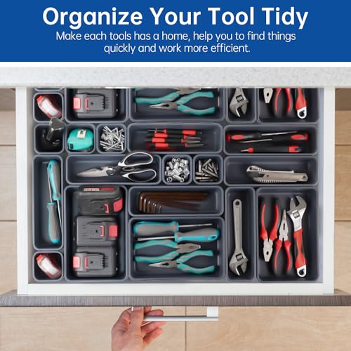45 Pack Tool Box Organizer Tray, 3-Sizes Tool Box Organizers And Storage, for Hammer, Wrench, Screw, Small Parts Toolbox Organization, Tool Cart Chest Garage Drawer Organizer Tray, Grey - color: 45PCS - Grey, size: 3 - Sizes