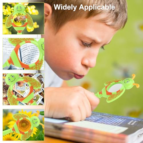 Kids Bee Magnifying Glass Handheld Magnifier for Outdoor Nature Exploration - color: Green