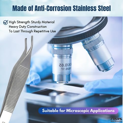 ADSON Forceps Tissue 1X2 Teeth ADSON Brown Forceps ADSON Dressing Forceps 4.75" with Wide Handle Ridged Grip, Stainless Steel (Adson 1x2 Rat Teeth - CRV) - color: Adson 1x2 Rat Teeth - Crv