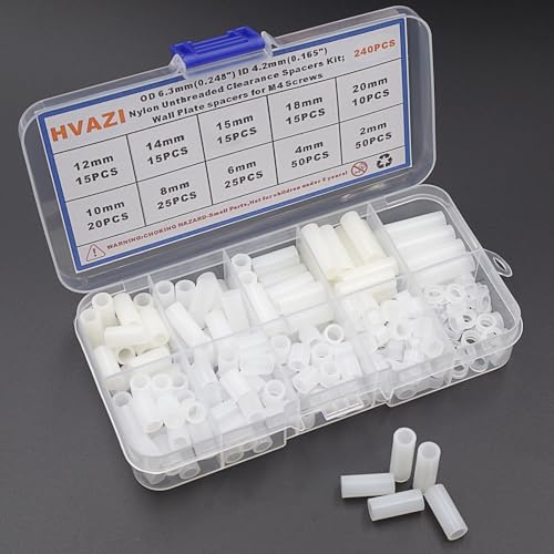 OD 6.3mm ID 4.2mm White Nylon Unthreaded Spacers for M4 Screws Kit - size: OD 6.3mm ID 4.2mm