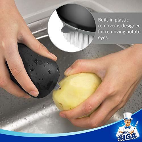 MR.SIGA Fruit and Vegetable Cleaning Brush with Non Slip Comfortable Grip - color: Black
