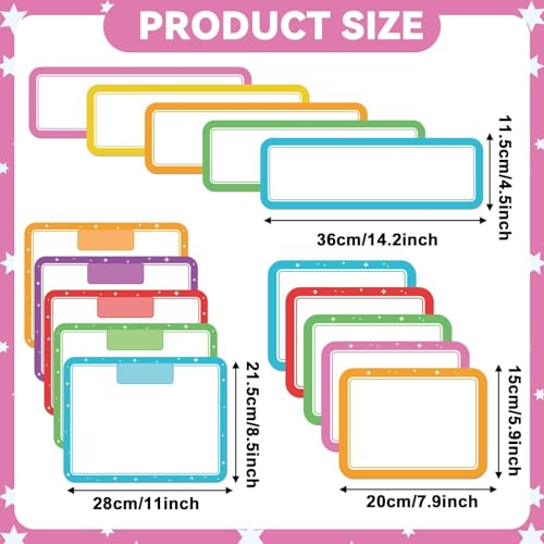 15 Pcs Magnetic Write Wipe Paper Organization Chart Dry Erase Objectives Learning Magnets for Classroom Whiteboard Great for Classroom Goals Targets School Whiteboard Teaching Essential Supplies - style: Rainbow Colorful