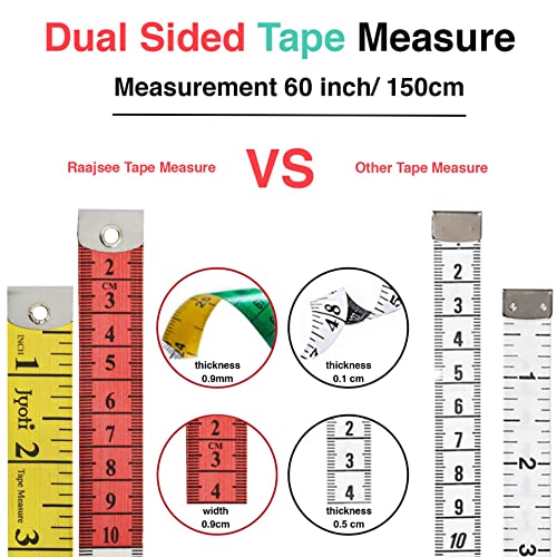 Pack of 2 Tape Measure Body Measuring Tape 60inch/150cm, Soft Fabric Measuring Tape for Sewing Cloth & Weight Loss, Ribbon Tape Medical Body Measurement Craft - color: Multi