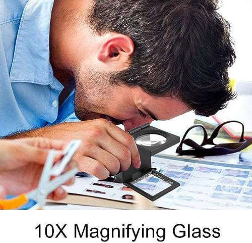 Rongon 10X Pocket Magnifying Glass Three-Folding Magnifier Small Loupe