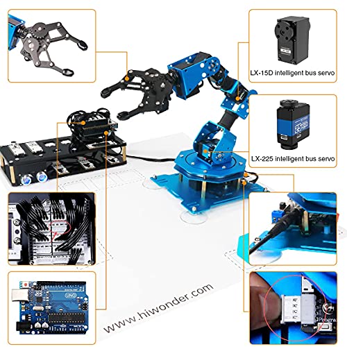 LewanSoul Robotic Arm 6DOF Robot Arm Kit with Secondary Development Compatible with Arduino, DIY Programming Kit STEAM Robot with Sensor and Arduino Open Source Code & Tutorial