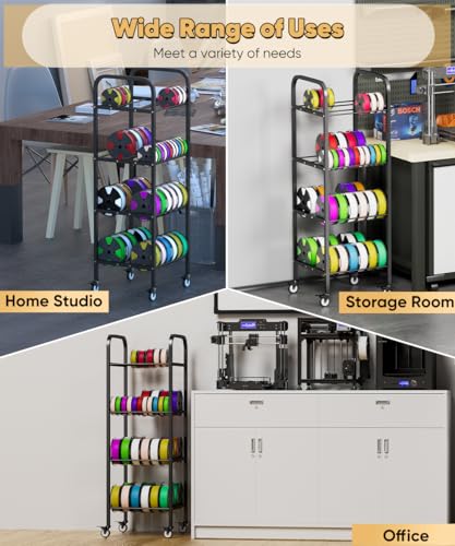 4-Tier 3D Printer Filament Storage Rack with Wheels - size: 4-Tier