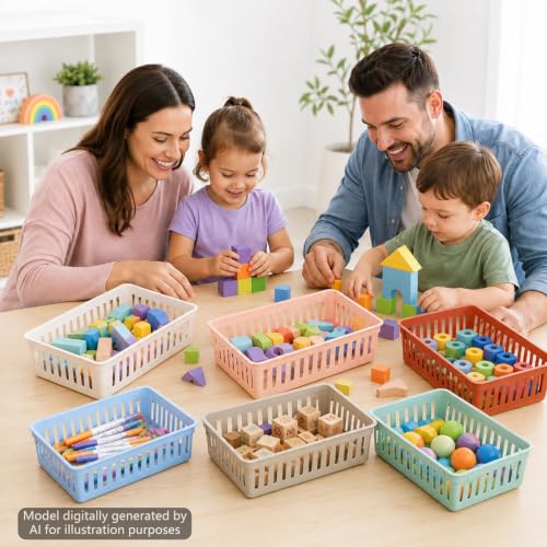 gisgfim 12 Pack Plastic Classroom Baskets for School Supplies, Boho - color: Boho