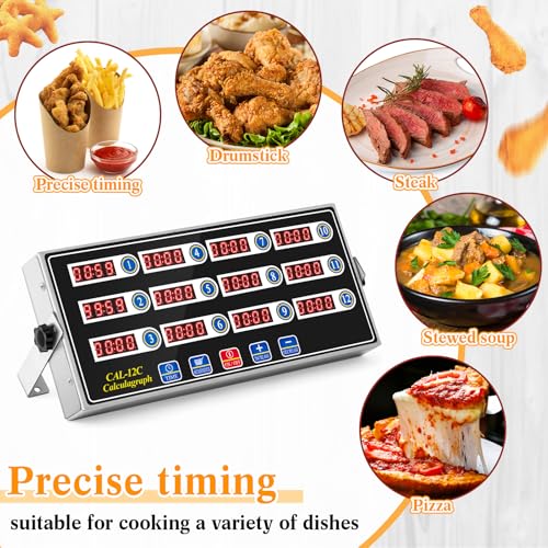 Relaxweex 1 Pack Commercial Digital Kitchen Timer for Cooking, 12 Channel - color: Black, size: 12 Chanels