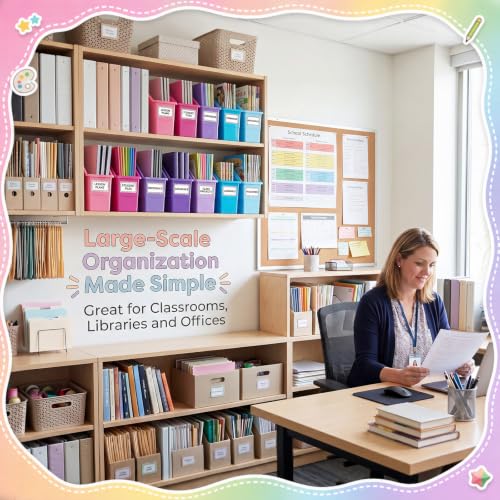 Blosssound Book Bins for Classroom Library, 6 Set, Purple Pastel - color: Purple Pastel