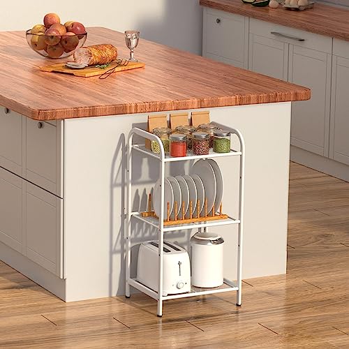 MAX Houser 3 Tier Standing Shelf Units for Kitchen Storage Rack, White - color: White, size: 3-Tier
