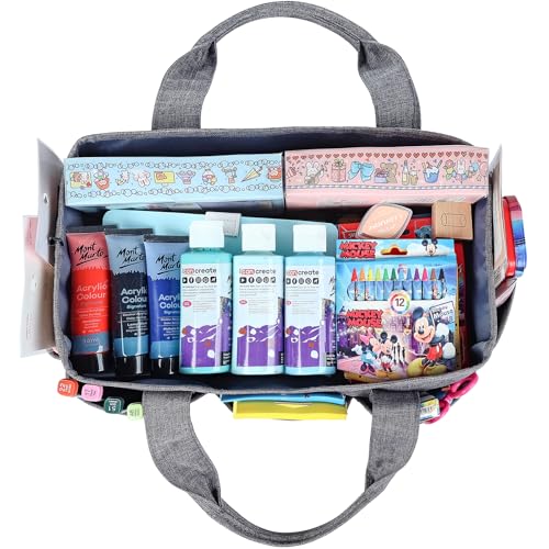 HOMEST Craft Organizer Tote Bag with Multiple Pockets - color: B-Grey