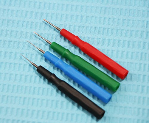 Cynamed USA 4 Piece Micro Spatula Set with Flat End,Color Coded Stainless Steel