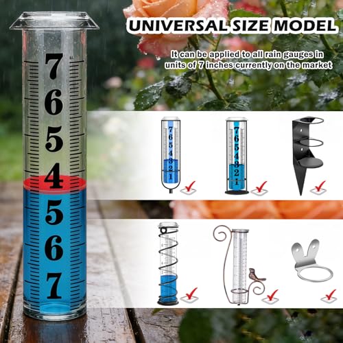 Rain Gauge Replacement Tube,Accurate 7 inch Capacity Rain Gauge Tube,Upgraded Rain Gauge Outdoors Best Rated ,Plastic Rain Meter Tube For Yard,1 Rainfall Measure Thickened Tube with 1 Clean Brush - color: Plastic Rain Gauge Tube B