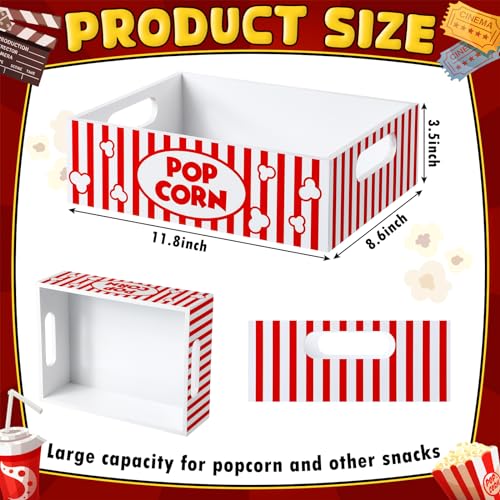 GlikCeil Movie Night Supplies Snack Trays with Handles, Popcorn - style: Popcorn