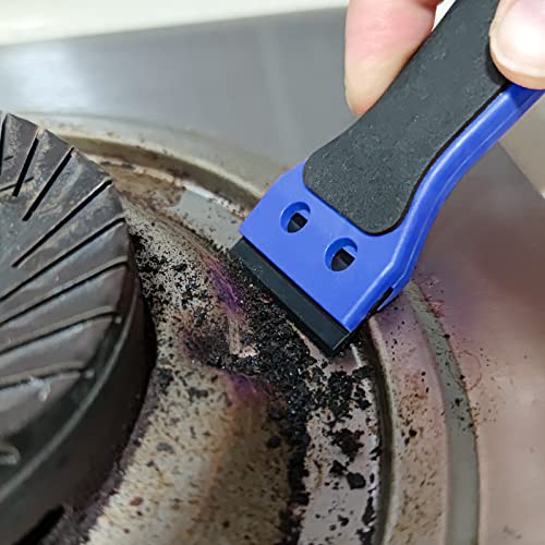 EHDIS 2pcs Plastic Razor Scraper 6-inch Long Handle Adhesive Remover Tool with 100 Double-Edge Blades for Window Tint Vinyl Scraper Decal Sticker Glue Remover (blue) - color: Blue