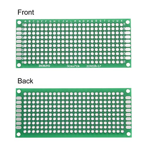 uxcell 25pcs 3x7cm Double Sided PCB Board Universal Printed Circuit Proto Board for DIY Soldering Electronic Projects Practice Test Circuit