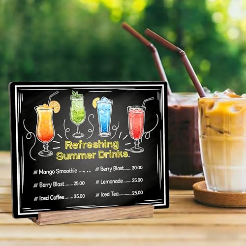 7.9x5.1 Desktop Chalkboard Sign with Wood Base, Message Board Menu Board Chalkboard for Shop Wedding Kitchen Home Party (3 Pack 7.9x5.1) - size: 3 Pack 7.9"W x 5.1"H
