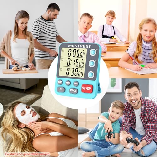 Digital Dual Kitchen Timer, Multiple Channels Countdown Timer - color: Blue