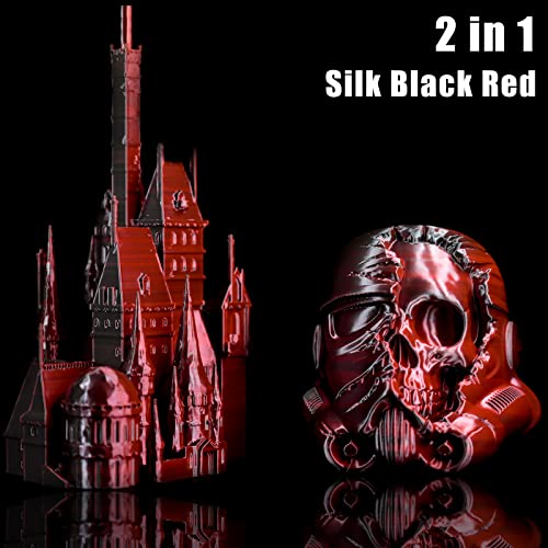 PLA Filament 1.75mm, Silk PLA 3D Printer Filament, High Speed Printing Dual Color Filament Black Red 2 in 1 Coextrusion 1.75 PLA Filament +/-0.02mm, 1kg/2.2lb - color: Dual-color Black Red