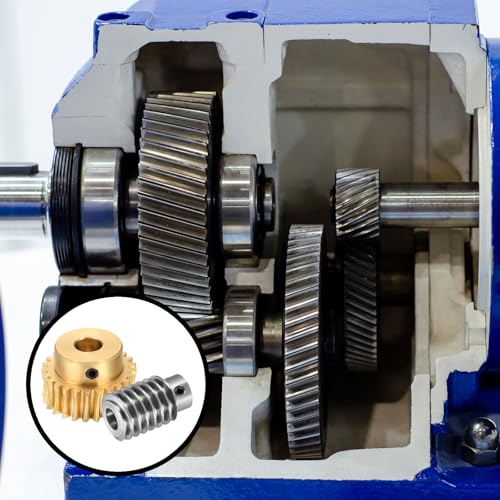 uxcell Worm Gear Set Right Rotation 25T 1 Module 25:1 Reduction Rate - size: Gear-8mm, Worm-5mm Bore, style: 1M-25T