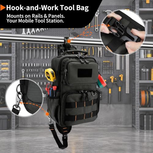 Rexmore Tactical Electrician & HVAC Tool Chest Bag, 3-Point Harness Grey - color: Grey