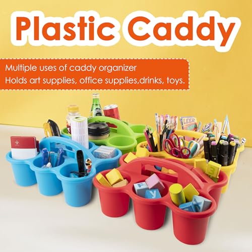 4 Pack Classroom Caddy For School,Kidsroom,Pencil Holder,Plastic Cup Caddy for Drink Delivery - color: Rainbow Color-4pack