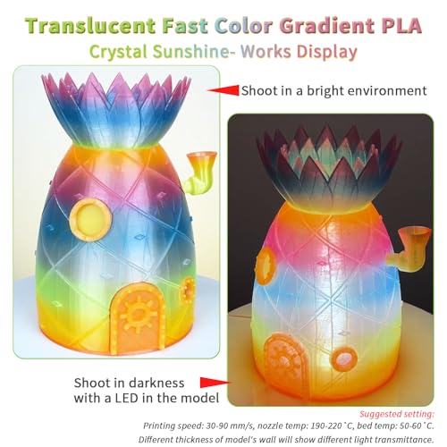 ZIRO Fast Color Change PLA, Transluent Filament 1.75mm, Crystal Sunshine - color: Cyrstal Sunshine