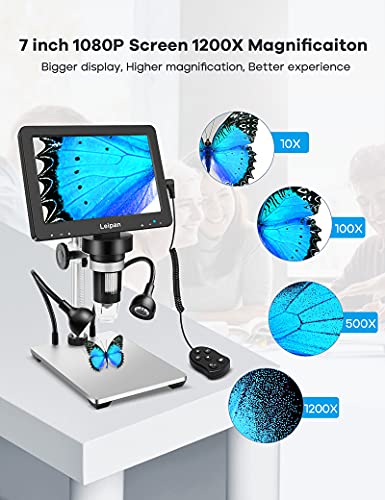 Leipan 7" LCD Digital Microscope 1200X,12MP Coin Microscope with Screen