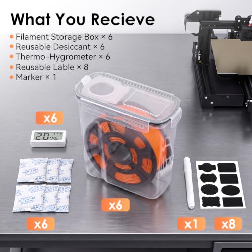 Aofmee Filament Storage Box, 6 Pack 4L Clear 3D Printer Filament Container