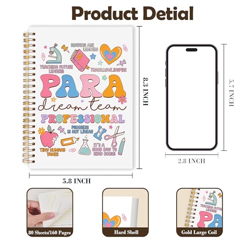 Paraprofessional Gifts Notebook Journal, Para Professional Paraeducator Appreciation Gifts, Paraprofessional Must Haves Hardcover Spiral Notebook 5.5x8.3 Inch - color: Para
