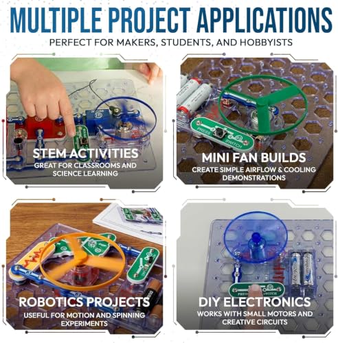 3-Pack Fans Compatible with Snap Circuits 6SCM1F M1 Motor - color: Blue Glow