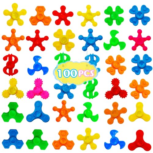 100 Pack Mini Fidget Spinner Toys,Stress Relief Sensory Toys,Birthday Party Favors Gifts for Kids Teens Adults,Goodie Bag Stuffers,Treasure Box Toys for Classroom Prizes Supplies