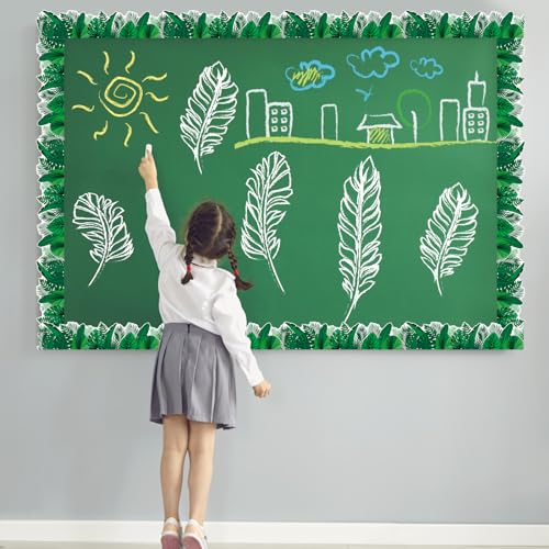 Tropical Leaves Bulletin Board Border, 65Ft Jungle Leaves Border Greenery Plant Tropical Leaves Rolled Border Trim for School Classroom Bulletin Board Chalkboard Whiteboard Wall Decor - style: Tropical