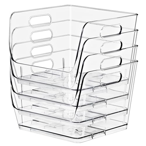 Sorbus Clear Pantry Organizer with Stackable Storage Bins, Open Front - size: Medium Square, style: 8 Pack