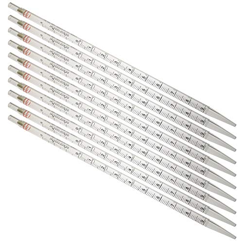 MEETOOT 10pcs Disposable Plastic Graduated Pasteur Pipette 10ml Plastic Scale Pipette Independent Sterilizer Sterile Serological Pipettes