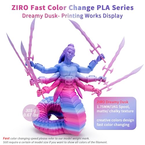 ZIRO 3D Printer Filament, Fast Color Change PLA 1KG Spool, Dreamy Dusk - color: Dreamy Dusk(matte)