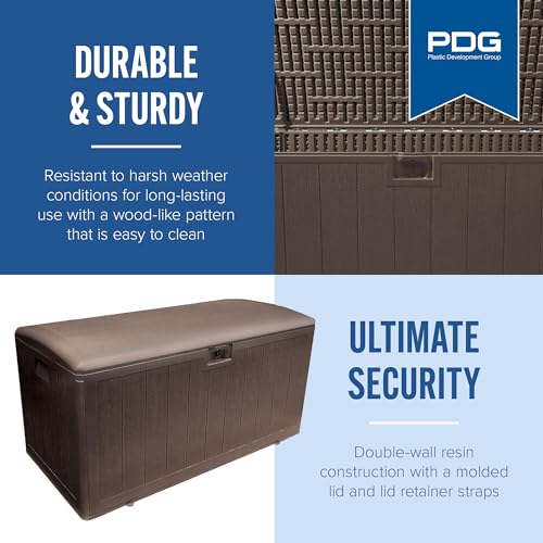 Plastic Development Group Outdoor Deck Box, Soft Close Lid, Java, 105 Gal - color: Java Brown, size: 105 Gallon, Soft Closure