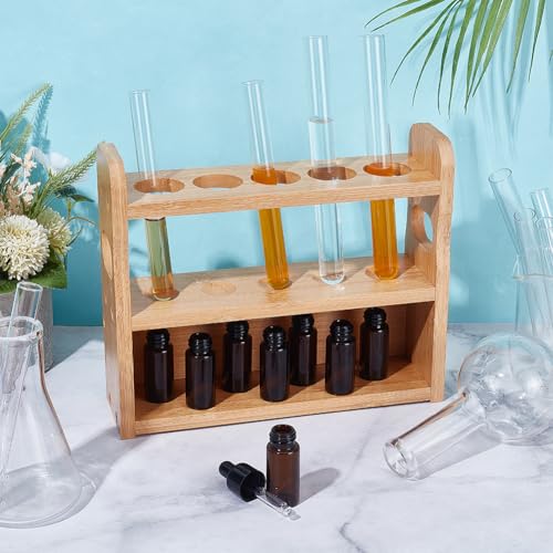UNICRAFTALE Bamboo Test Tube Rack 3 Tier Wooden Lab Rack Multi-Use Cylinder Tube Display Racks Rectangle Lab Supplies Tubes Holder Hole 34.5mm for Tests Tubes Chemistry Laboratory 9.4"x7.87"x2.75" - size: 24x7x20cm