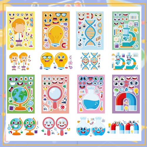 24-Sheet Make Your Own Science Sticker Kit | Microscope, DNA & Scientist Designs - Reusable Educational Decor for Classrooms & Kids Rooms - color: Science