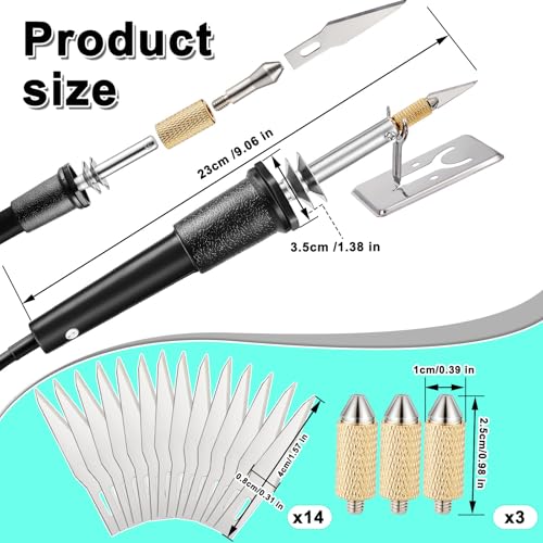 Honoson 19 Pcs Electric Hot Knife Cutting Tool with 14 Blades, Black - color: Black