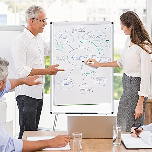 VIZ-PRO Whiteboard Easel, 36 x 24 Inches, Portable Stand Dry Erase Board - size: 36 x 24 Inches - With Flipchart Pad