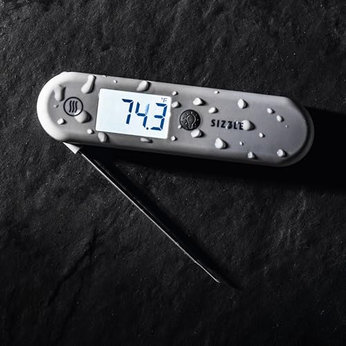 ThermoWorks Sizzle Digital Meat Thermometer – Instant Read in 2 Seconds, Waterproof, Folding Probe with Magnetic Back, Auto-Rotating Backlit Display, for Cooking Food, Grill & BBQ - Nautical Blue - color: Nautical Blue