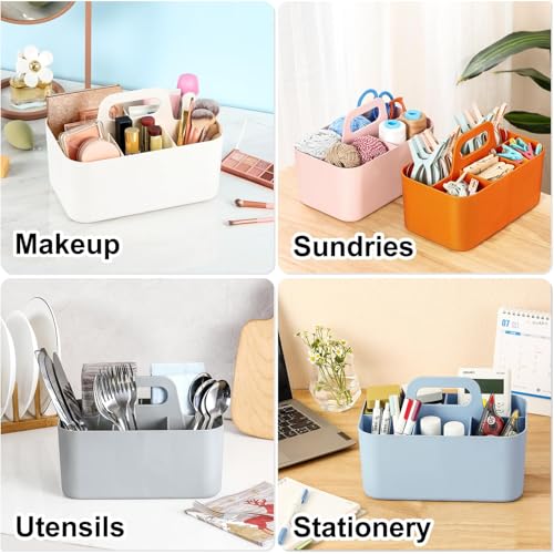 Multiuse Caddy Organizer with Handle, Portable Divided Plastic Tote Bin - Art Craft, Stationary Pen Marker Crayon, Makeup Hair Supplies Storage - Bathroom, Classroom, Dorm, Office, Desk Holder -Orange - color: Orange